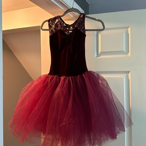 Ballerina Princess Costume - Revolution Dance-wear Burgundy Girls Size: 7-10 - Picture 3 of 4